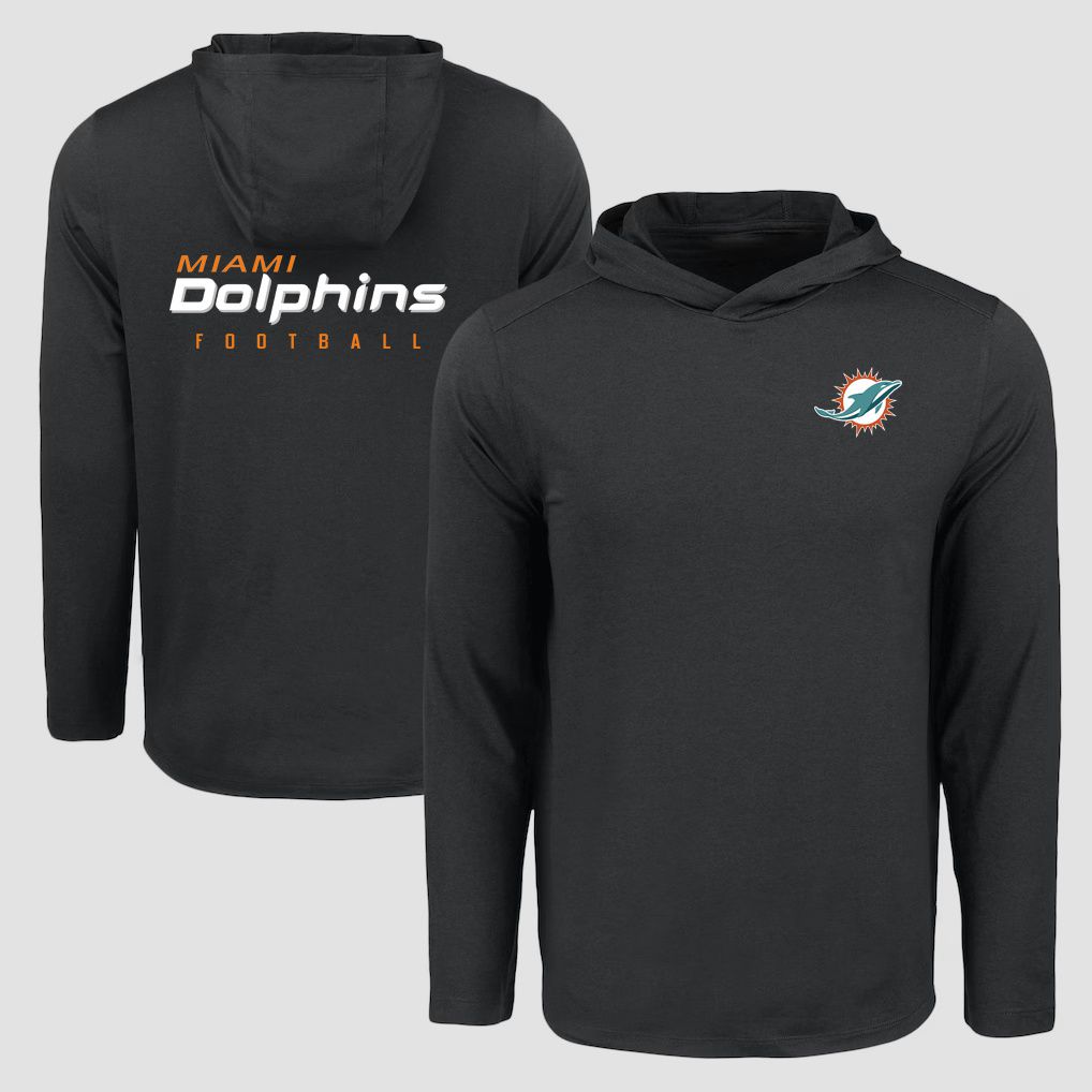 Men 2026 NFL Miami Dolphins Hooded long sleeved T-shirt black 05